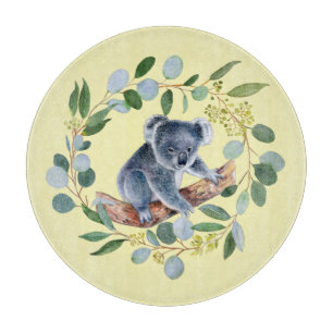 Watercolor Koala und Eukalyptus Wreath Schneidebrett
