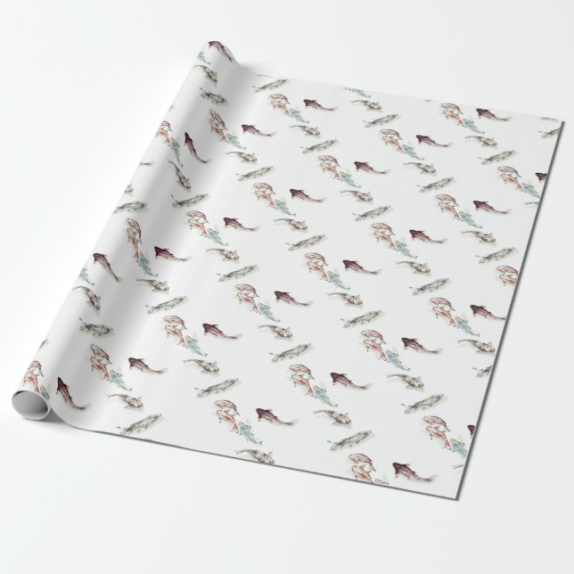 Watercolor Koi Fish Geschenkpapier (Ungerollt)