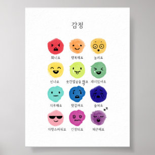 Watercolor Korean Hangul Gefühle Poster