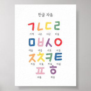 Watercolor Koreanisches Hangul Consonant Poster