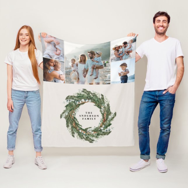 Watercolor-Kranz 5 Foto moderne und elegante Famil Fleecedecke (Beispiel)