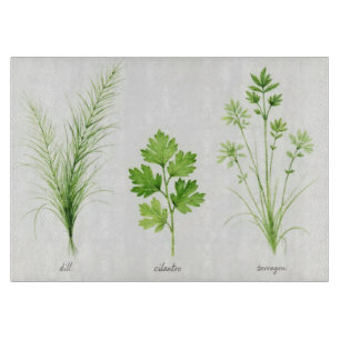 Watercolor Kraut Glass Cutting Board Schneidebrett