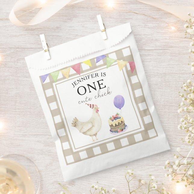 Watercolor-Küken 1. Geburtstag Geschenktütchen (Ausgeschnitten)