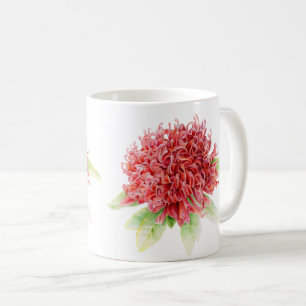 Watercolor-Kunst-Tasse Blume Waratah Protea rote Tasse
