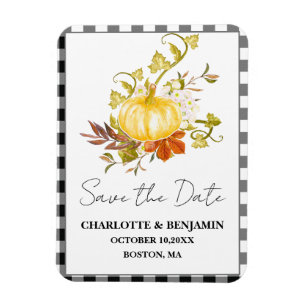 Watercolor-Kürbis-Herbst-Hochzeit-Sparen Sie das D Magnet