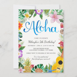 Watercolor laden tropisches Luau Geburtstags-Party Einladung