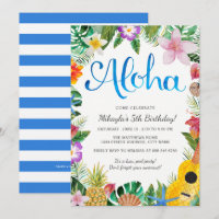 Watercolor laden tropisches Luau Geburtstags-Party
