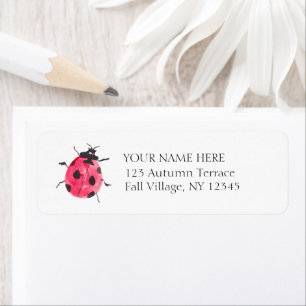 Watercolor Lady Bug Handgemalte Vintage Adresse