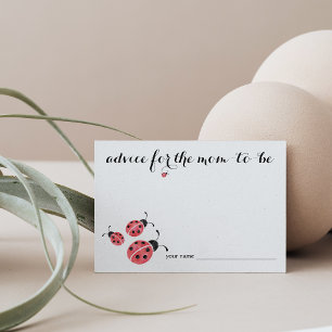Watercolor Ladybug Ratschlag für Mama Babyduschkar Hinweiskarte