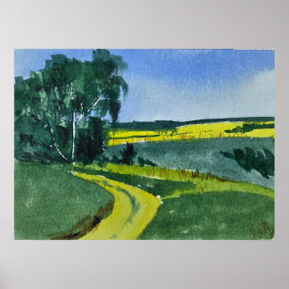 Watercolor Landscape Painting  Poster