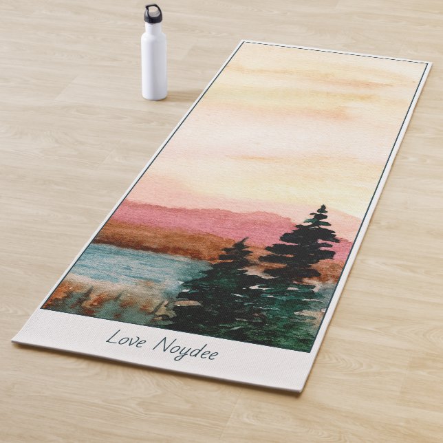 Watercolor Landscape Painting, Your Name Yogamatte (Beispiel)