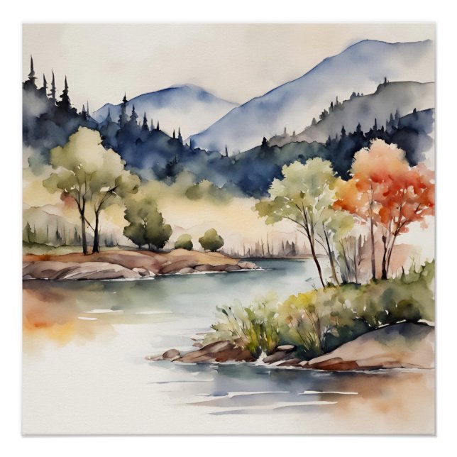 WATERCOLOR LANDSCAPE SCENERY POSTER (Vorderseite)