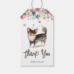 Watercolor Langhaariger Chihuahua Hund Geburtstag Geschenkanhänger