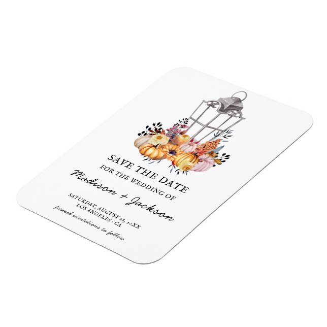 Watercolor Lantern Autumn Wedding Save the Date Magnet (Linke Seite)