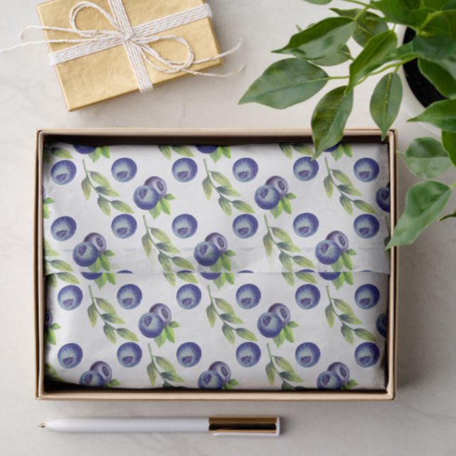 Watercolor Large Blueberry Pattern Tissue Paper Seidenpapier (Geschenk)