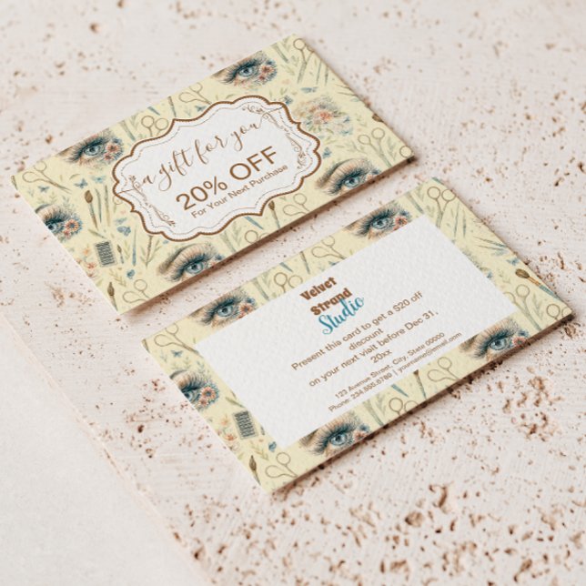 Watercolor Lash Artist Floral Beauty Studio Rabattkarte (Von Creator hochgeladen)