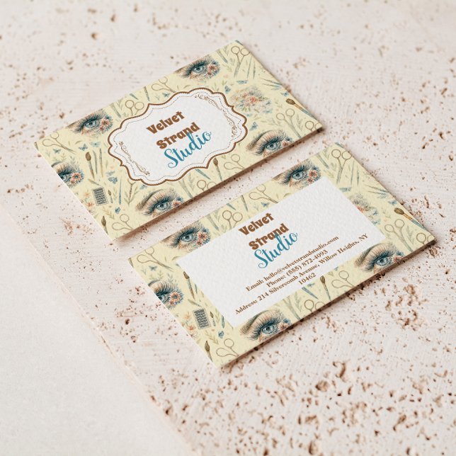 Watercolor Lash Artist Floral Beauty Studio Visitenkarte (Von Creator hochgeladen)