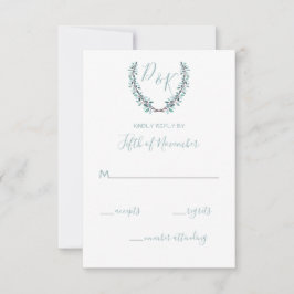 Watercolor Laurel Verlasse Monogram Wedding RSVP Karte