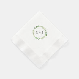 Watercolor Laurel Wreath Cocktail Napkins Serviette