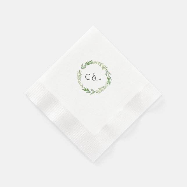 Watercolor Laurel Wreath Cocktail Napkins Serviette (Ecke)
