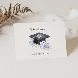 Watercolor  Lavander Purple Floral Graduation  Dankeskarte