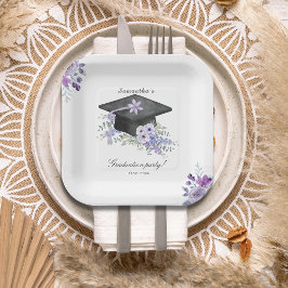 Watercolor  Lavander Purple Floral Graduation  Pappteller