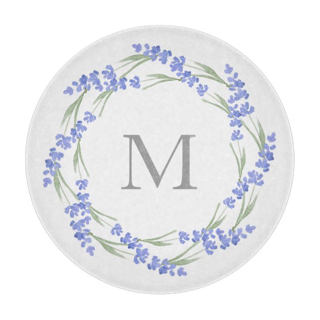 Watercolor Lavendel Wreath Schneidebrett (Vorderseite)