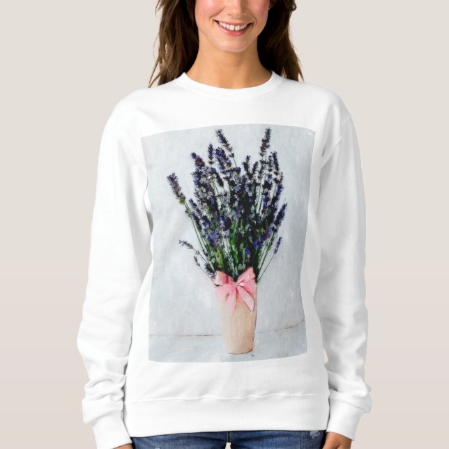 Watercolor Lavender Bouquet Sweatshirt (Vorderseite)