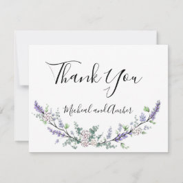 Watercolor Lavender Eucalyptus white roses Dankeskarte