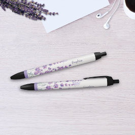 Watercolor Lavender Floral Monogram Name Pen Kugelschreiber