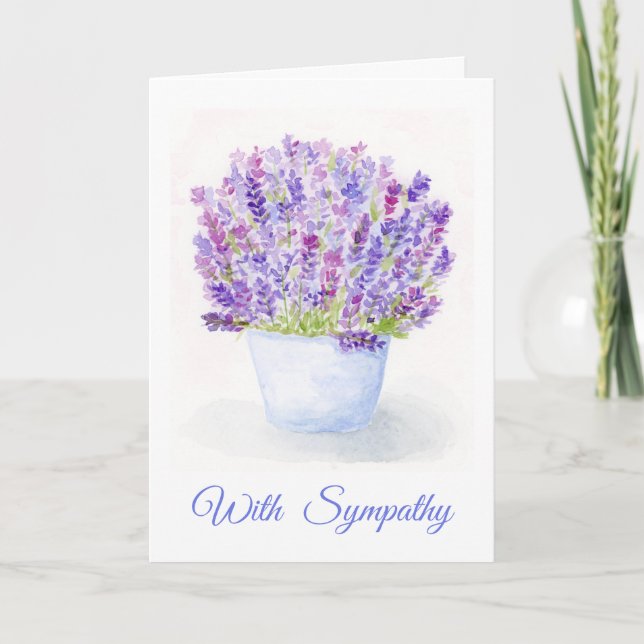 Watercolor Lavender Floral Plant SYMPATHY  Karte (Vorderseite)