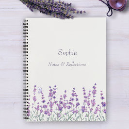 Watercolor Lavender Floral Purple Border Notebook Notizbuch