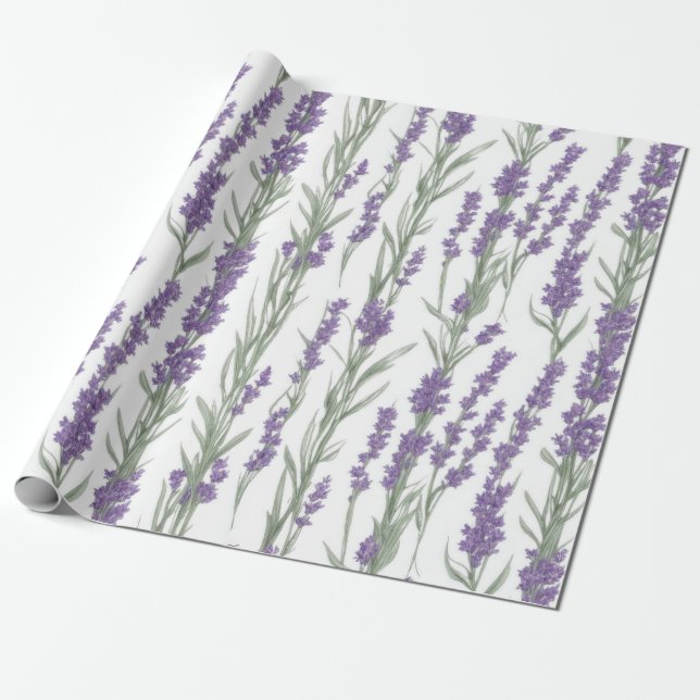 Watercolor Lavender Flowers Geschenkpapier (Ungerollt)