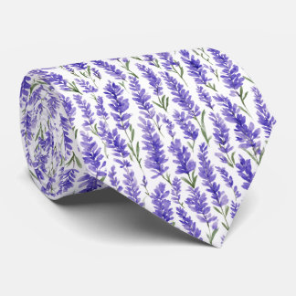 Watercolor Lavender Flowers Pattern Krawatte