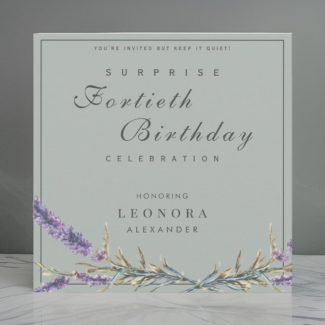 Watercolor Lavender Jegliche Überraschung Geburtst Einladung (Von Creator hochgeladen)