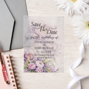 Watercolor Lavender Peony Wedding Save the Date