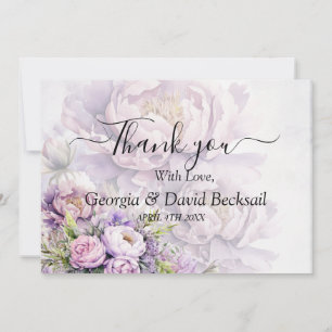 Watercolor Lavender Peony Wedding Vielen Dank Dankeskarte