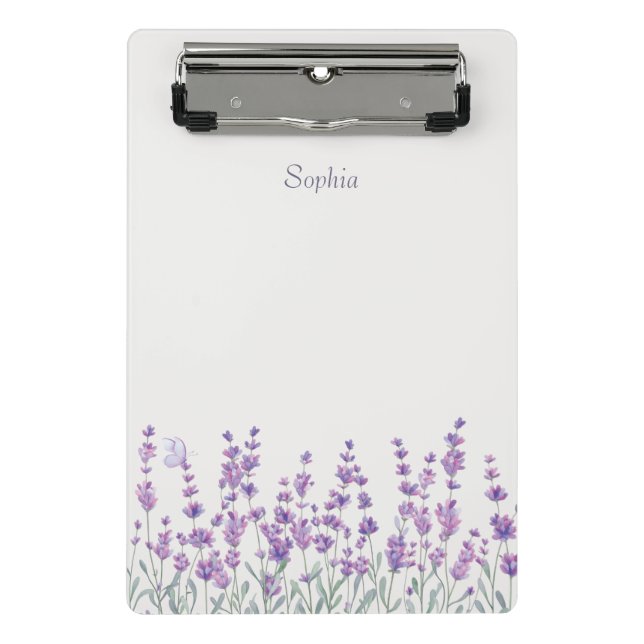 Watercolor Lavender Purple Floral Mini Clipboard Klemmbrett (Vorderseite)