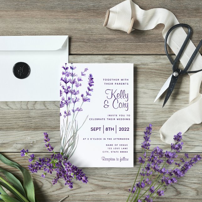 Watercolor Lavender Wedding Invitation Einladung (Von Creator hochgeladen)