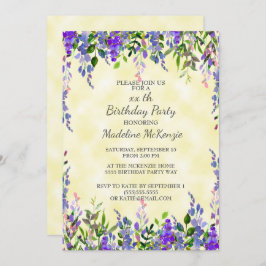 Watercolor Lavender Yellow Birthday Party Einladun Einladung
