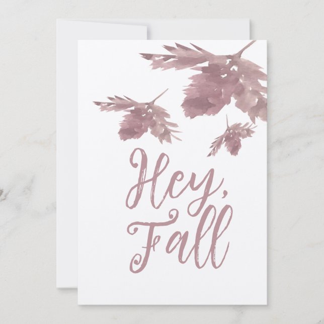 Watercolor Leaf Brown Hey Fall Card Karte (Vorderseite)
