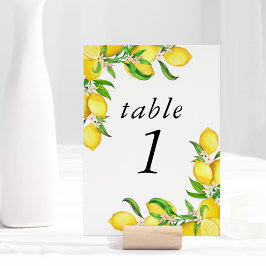 Watercolor Lemon Bridal Shower Tischnummer