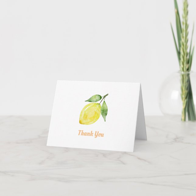 Watercolor Lemon Folded Thank You Card Dankeskarte (Vorderseite)