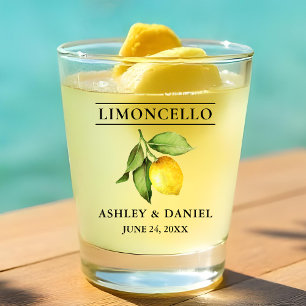 Watercolor Lemon Greenerity Wedding Limoncello Schnapsglas