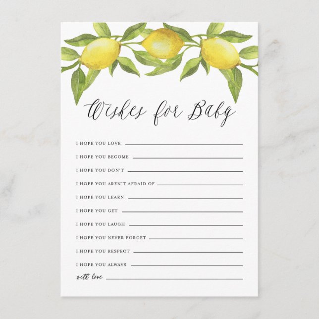 Watercolor Lemon Greenerity Wreath wünscht sich ei Begleitkarte (Vorderseite)