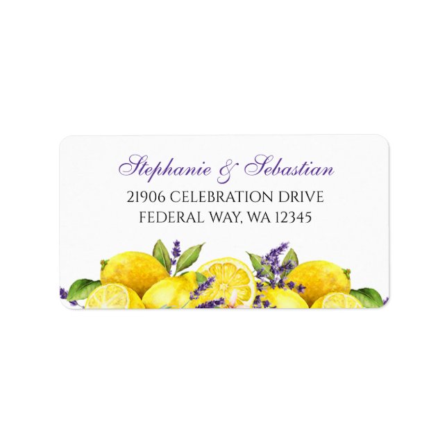 Watercolor Lemon Lavender Boho Adresse Adressaufkleber (Vorne)