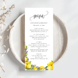 Watercolor Lemon Lavender Boho Wedding Menükarte