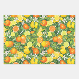 Watercolor Lemon, Orange, and Lime Citrus Geschenkpapier Set