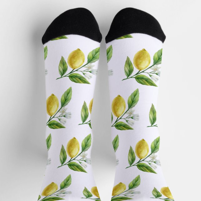 Watercolor Lemon Pattern Socks Socken (Oben)