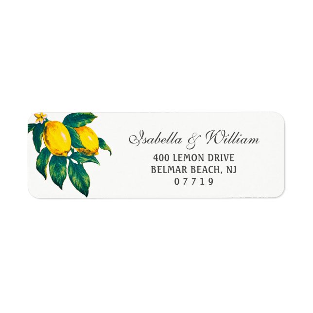 Watercolor Lemon Summer Wedding Address (Vorne)
